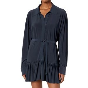 NEW WITH TAGS! Norma Kamali Oversized Boyfriend Shirt w/ Ruffle & Belt